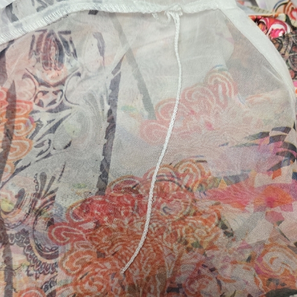 C.EST 1946 Tank Top W/ Matching Pattern Sheer Poncho Style Overlay Plus Sz 26/28 - Picture 11 of 11